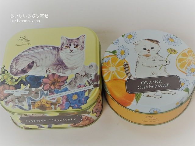 アフタヌーンティのねこ缶クッキーと紅茶