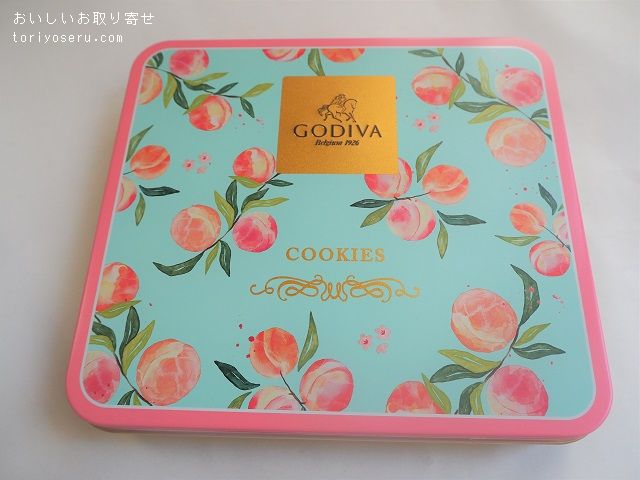 ゴディバGODIVAのピーチクッキーアソート缶