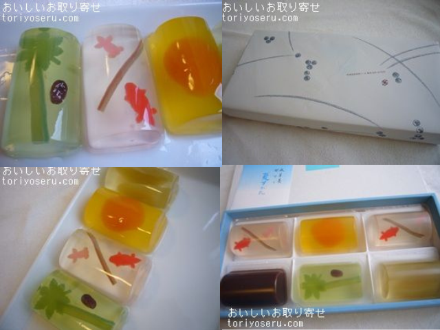 夏の贈り物に最適。涼しげな金魚が泳ぐ金魚モチーフのお菓子。塩瀬総本家の夏すがた(水羊羹・ゼリー)