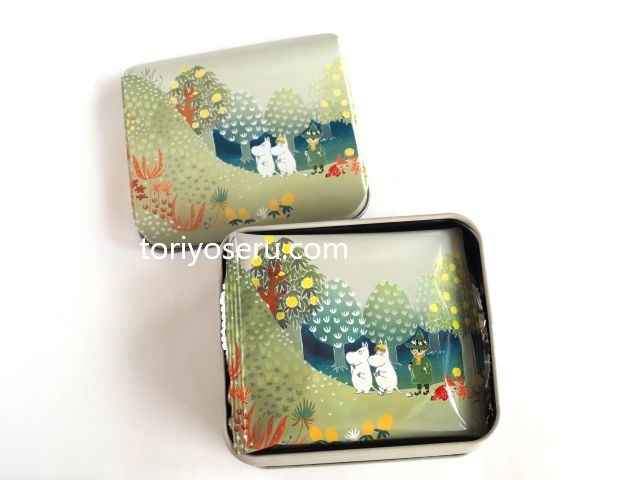 日の出屋製菓とムーミンのコラボ。 MOOMIN 抹茶チョコクリームゴーフレット缶