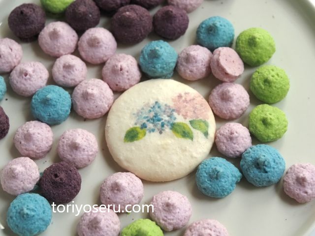 紫陽花がモチーフ。マカロンエショコラ(MACARON et CHOCOLAT)のマカロンボーロ(オルタンシア)